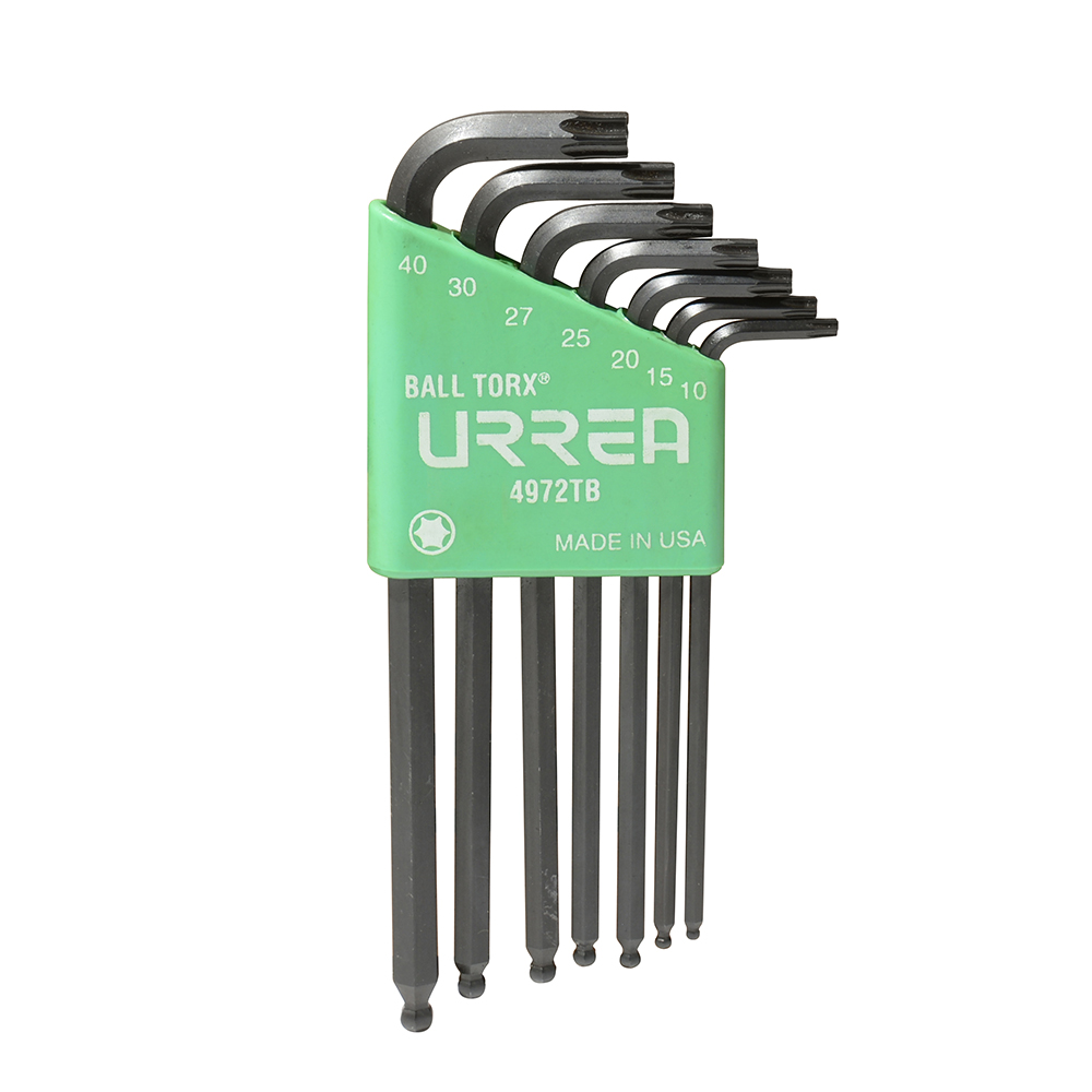 Juego de llaves hexagonales tipo "L" punta de bola, Torx, 7 piezas en blíster
