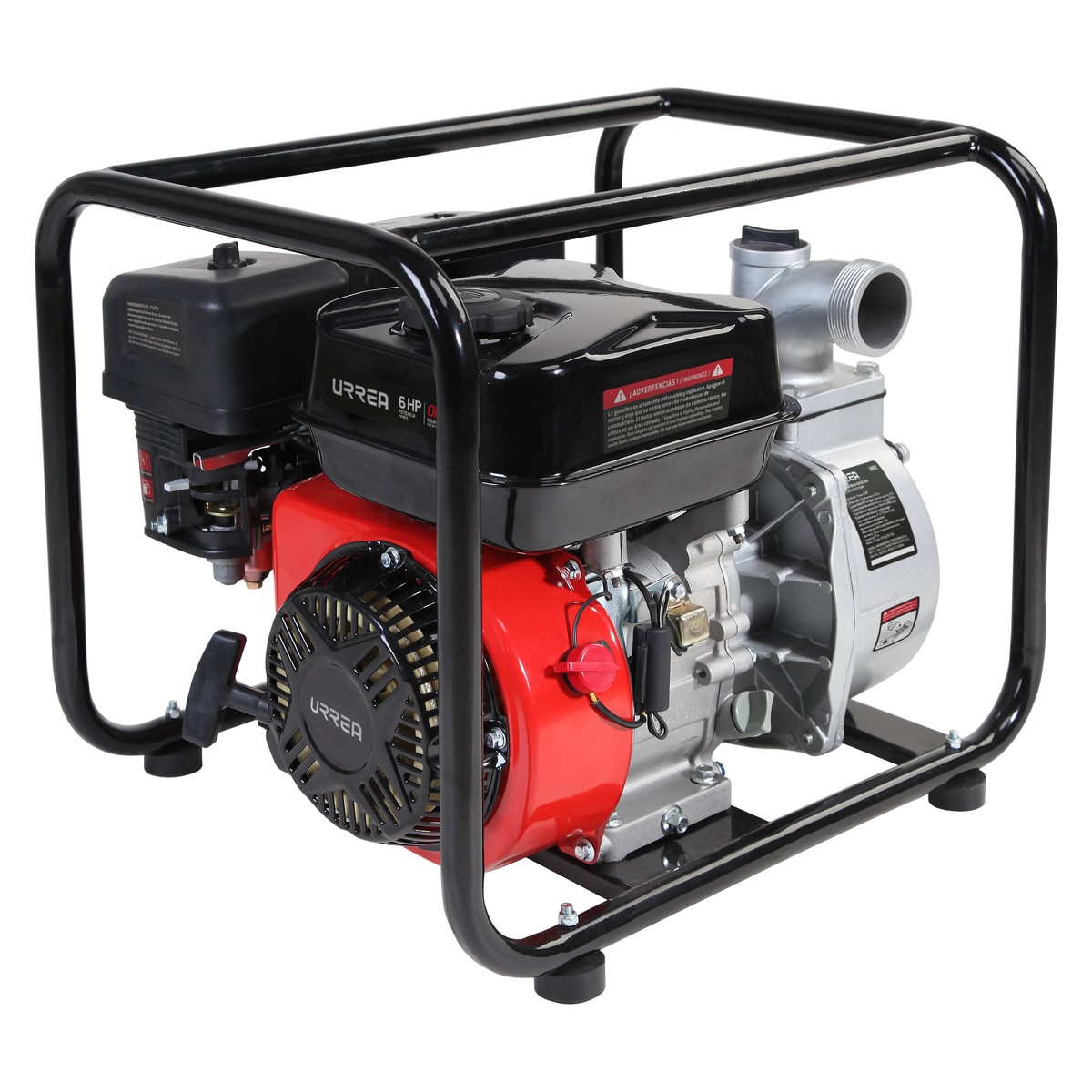 Motobomba a gasolina con diámetro de succión y descarga de 2 x 2", 6 HP