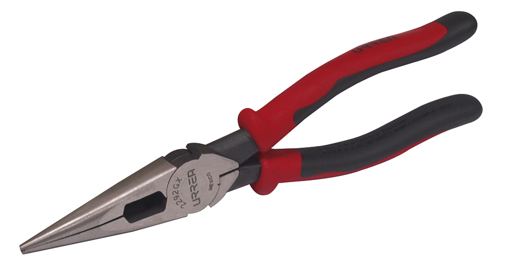 Pinza para electricista con mango bimaterial punta larga corte lateral de 8-7/16"