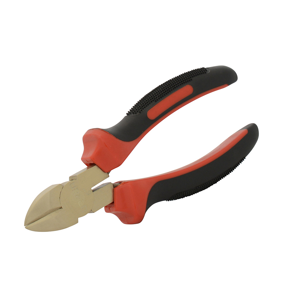 Pinza de bronce-aluminio antichispa con mango bimaterial de corte diagonal 6"