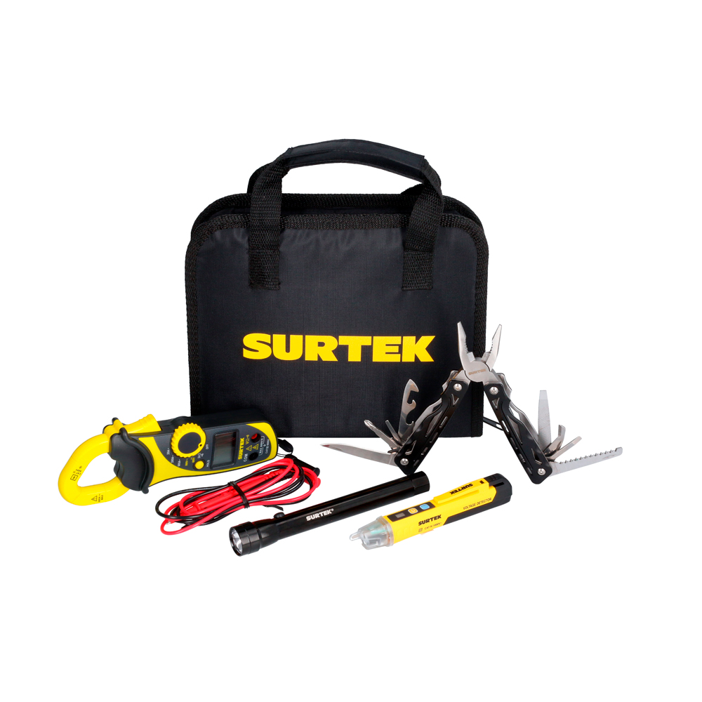 Juego combinado de herramienta con probadores eléctricos 5 piezas, estuche multiusos