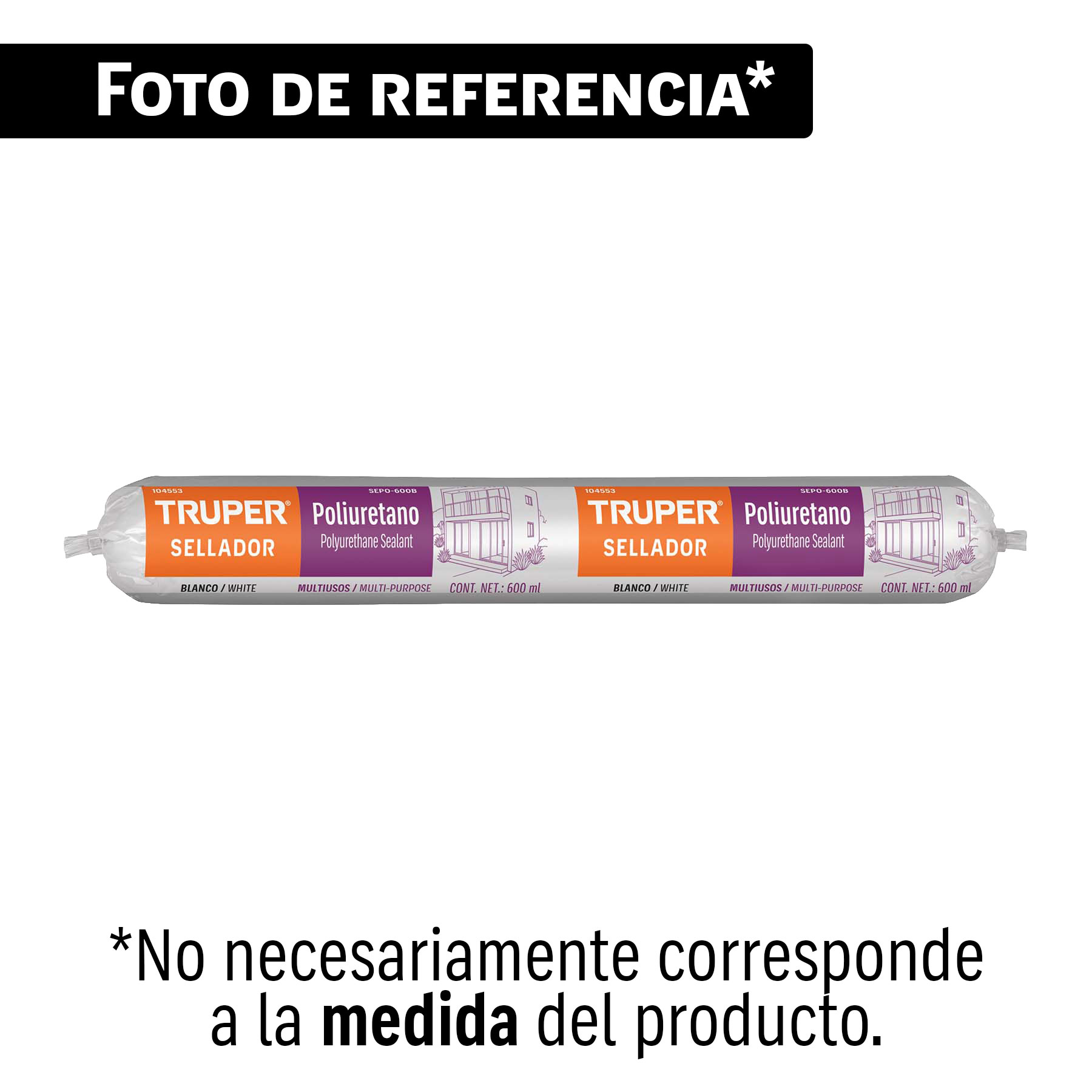 Sellador de poliuretano tipo salchicha gris 600 ml, TRUPER