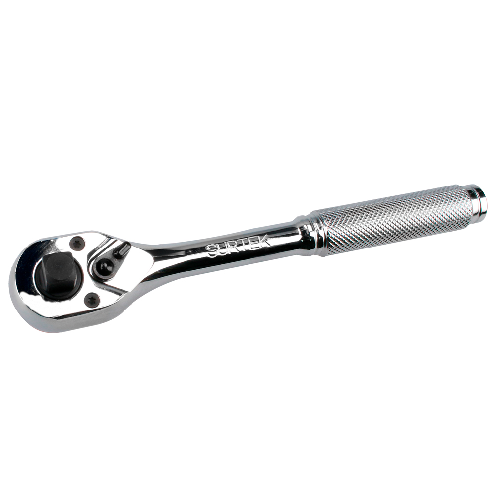Matraca triple cuadro, cabeza tipo pera, para dados cuadro de 1/4", 3/8", y 1/2"