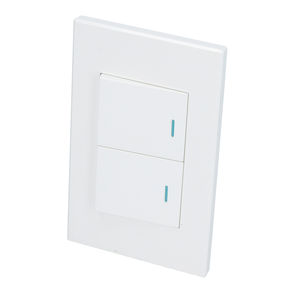 Placa 2 Interruptor 1/2, línea Premium, color blanco