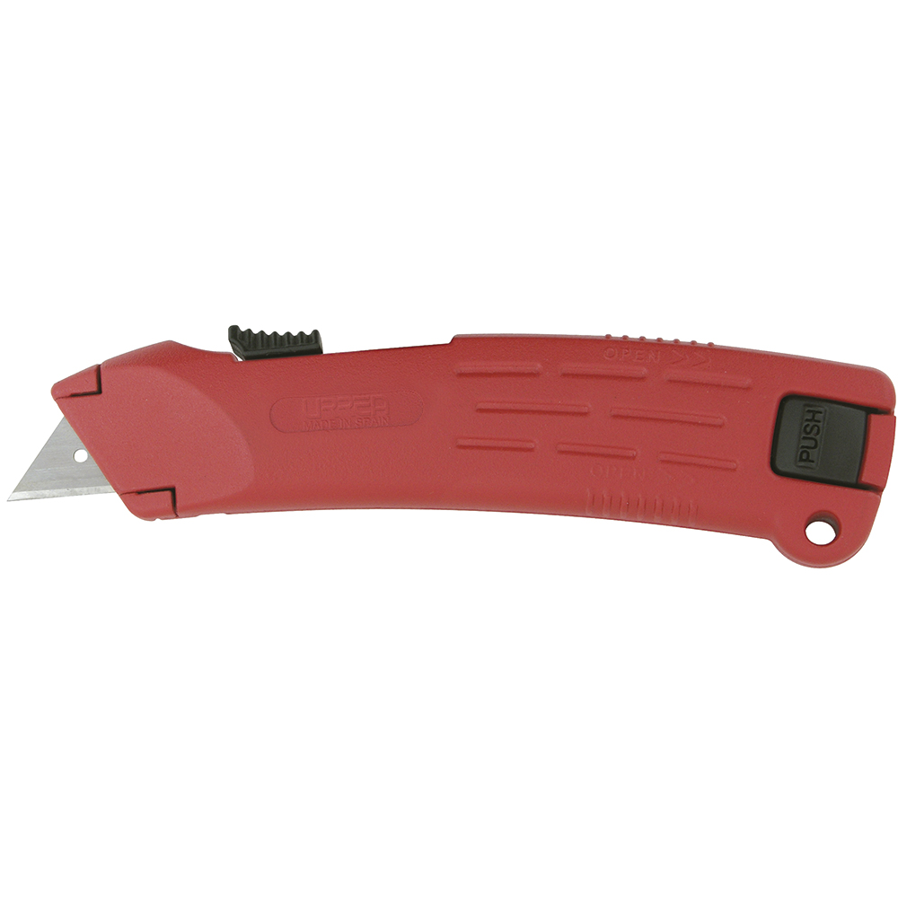 Navaja utilitaria retráctil automática de seguridad, 6-3/4" , cuerpo de zamac