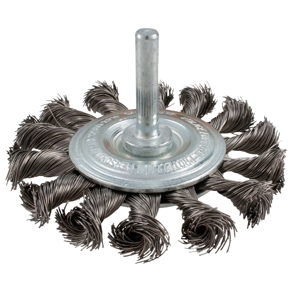 Carda circular trenzada alambre delgado 3" x 0.35 mm con zanco 1/4"
