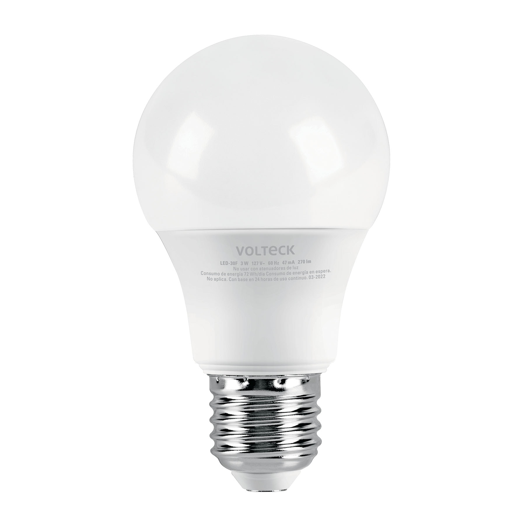 Foco LED 3W (25W) A19, 6500K blanca fría, 270 lm, blíster