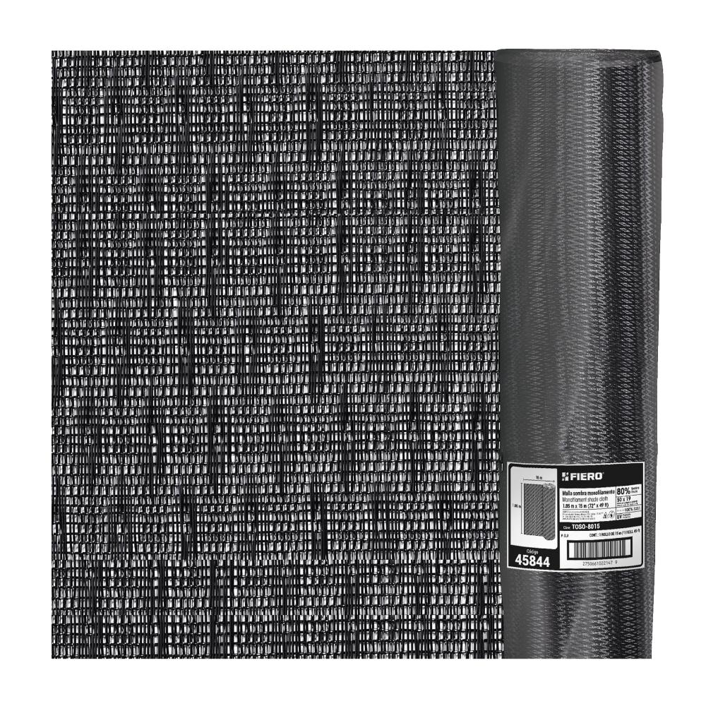 Rollo de malla sombra 80%, monofilamento negro, 1.85m x 15m