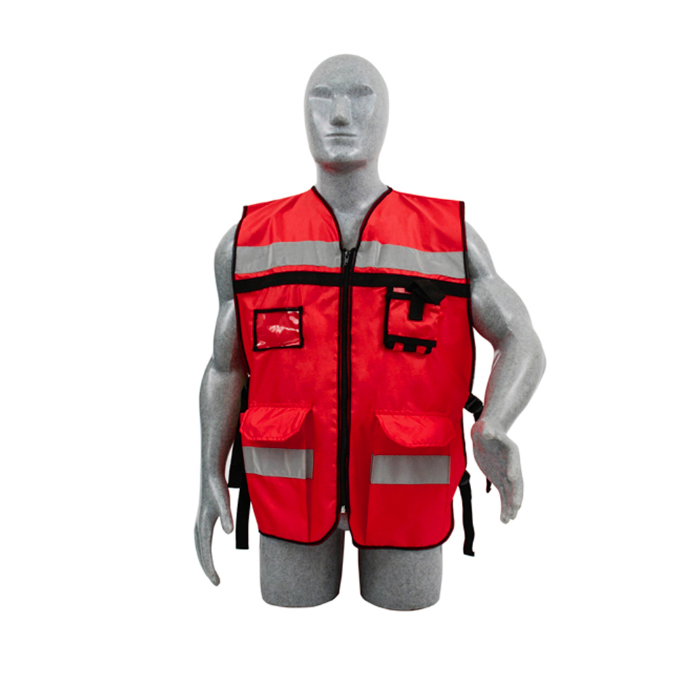 Chaleco de seguridad tipo supervisor abierto con reflejante rojo unitalla