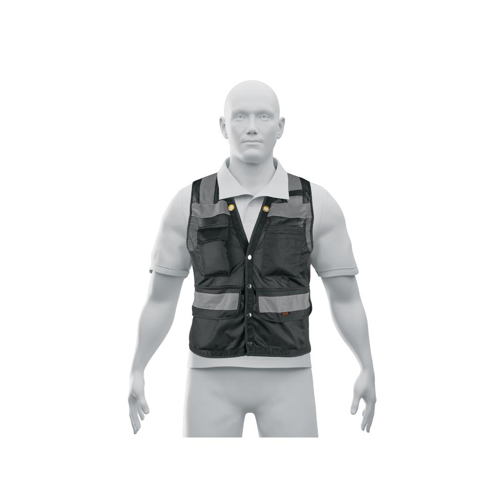Chaleco seguridad reforzado negro con bolsas, G, EXPERT