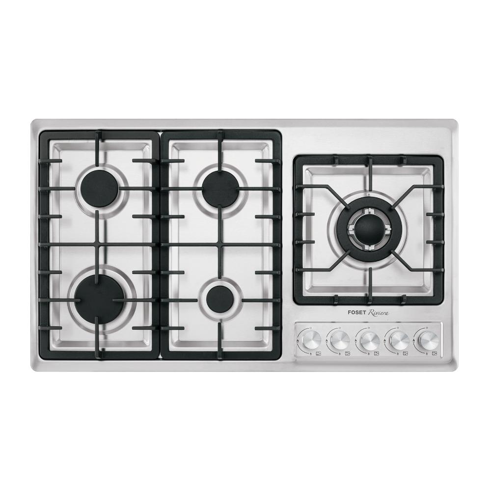 Parrilla gas empotrable 90cm, 5 quem, lateral, inox, RIVIERA
