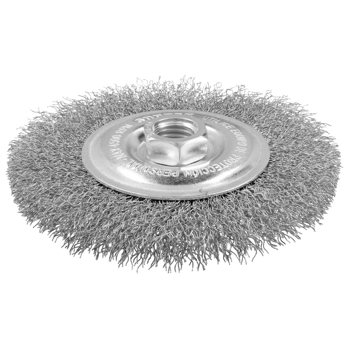 Carda circular ondulada alambre delgado 6" x 0.30 mm con rosca 5/8"