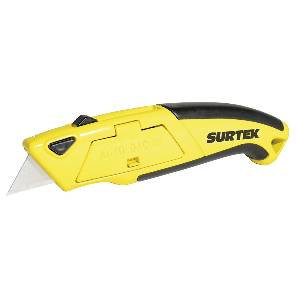 Navaja utilitaria retráctil curva reforzada con grip de 6"