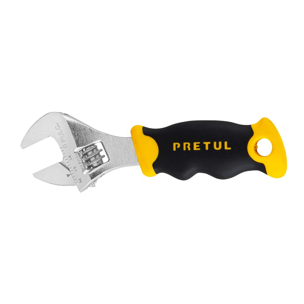 Llave ajustable (perico corto) 5' cromada con grip, PRETUL