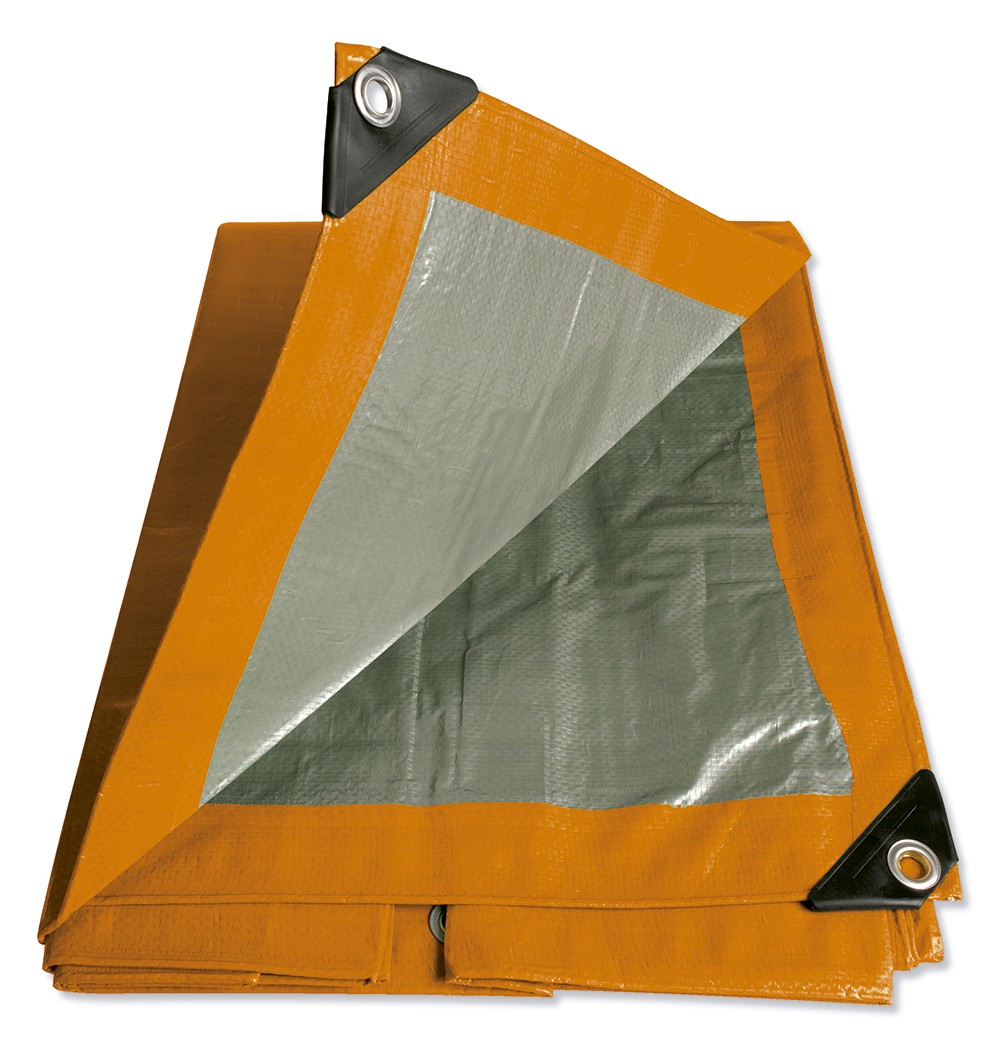 Lona de polietileno color naranja con fondo plata, 4.26 x 5.48 m