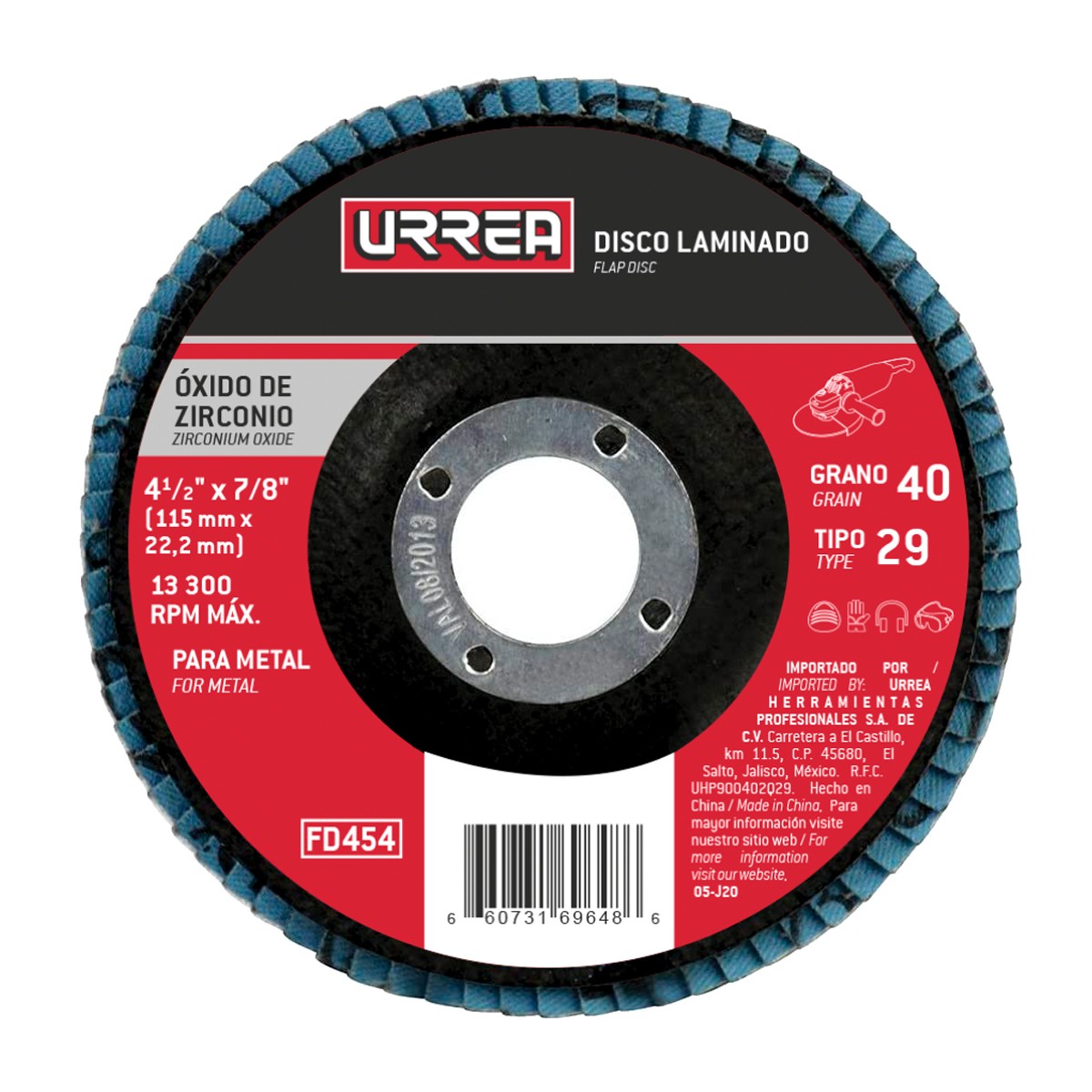 Disco laminado tipo 29 grano 80, 4-1/2"