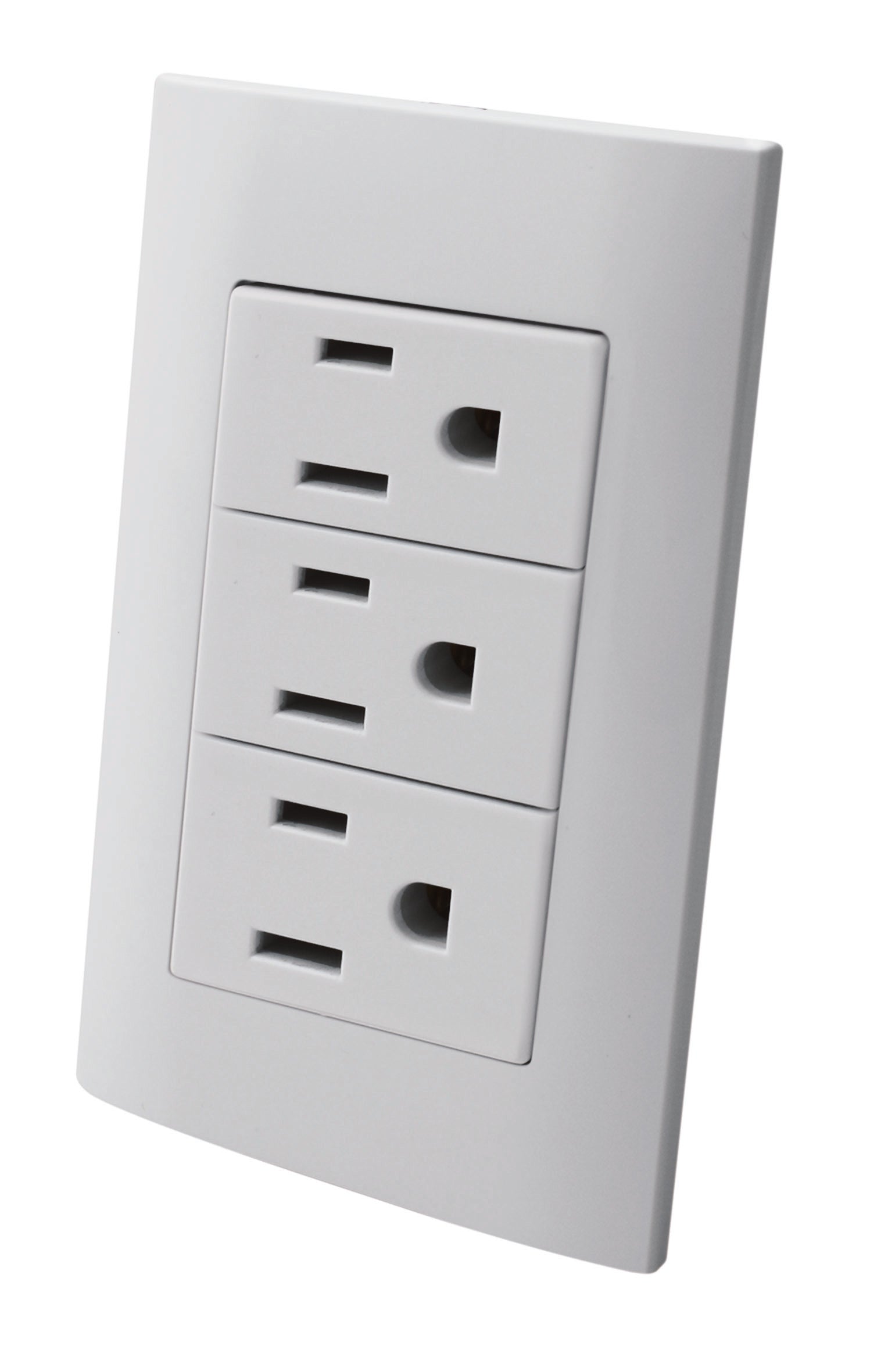 Contacto triple aterrizados con placa plastica - Champagne - Linea ALTIMUS