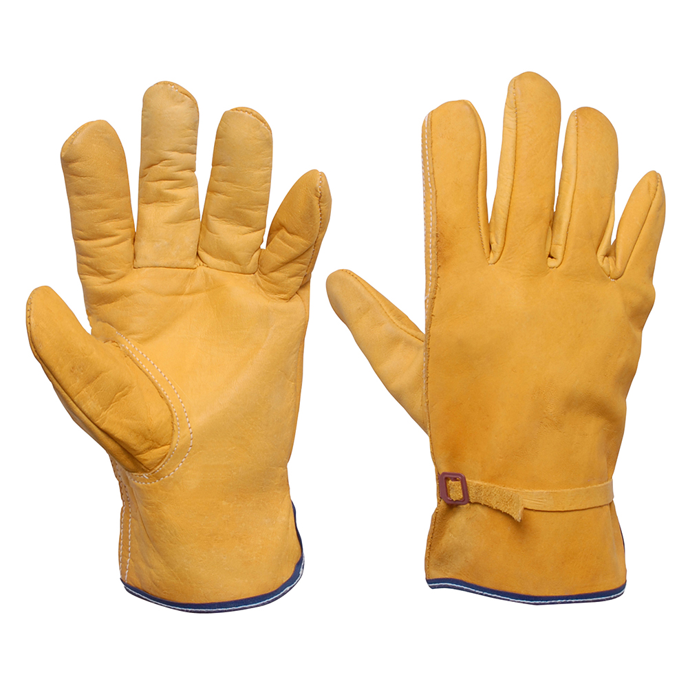 Guantes de piel tipo argonero con cintillo unitalla
