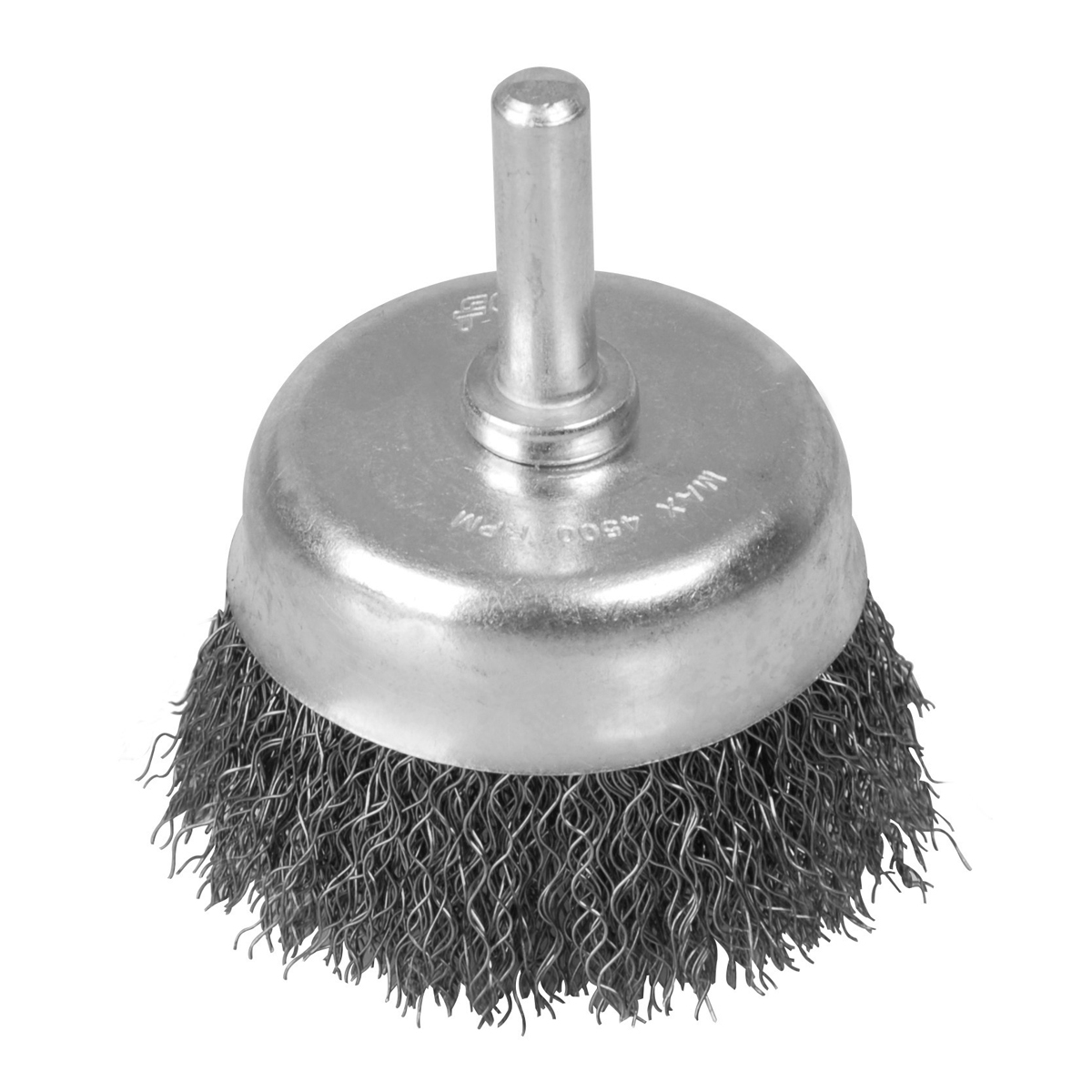Carda copa trenzada alambre delgado 5" x 0.35 mm con rosca 5/8"