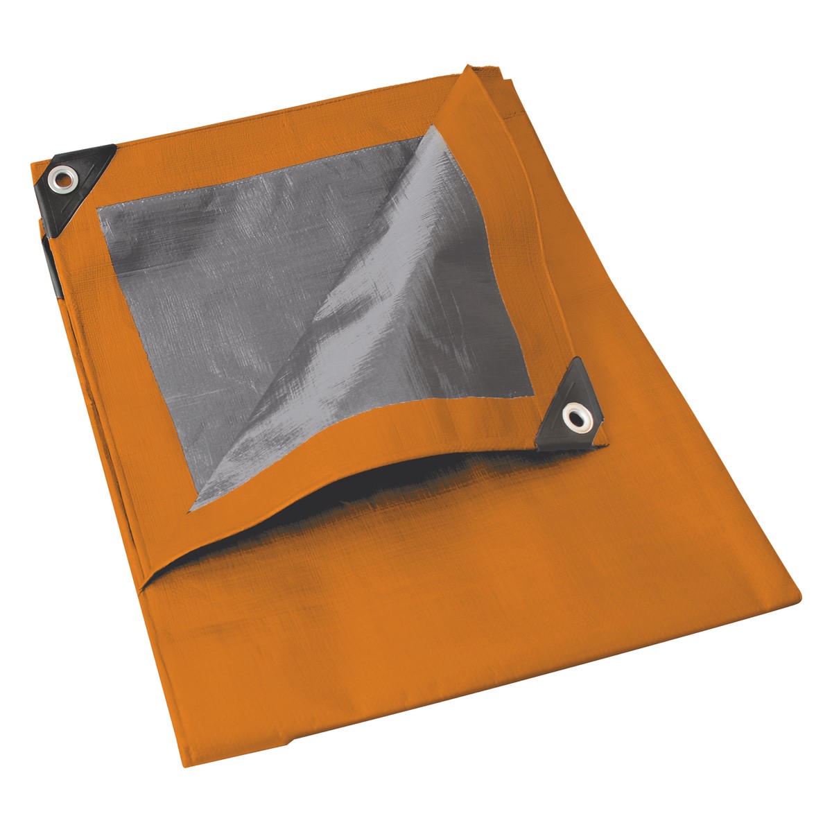 Lona de polietileno color naranja con fondo plata, 4 x 6 m