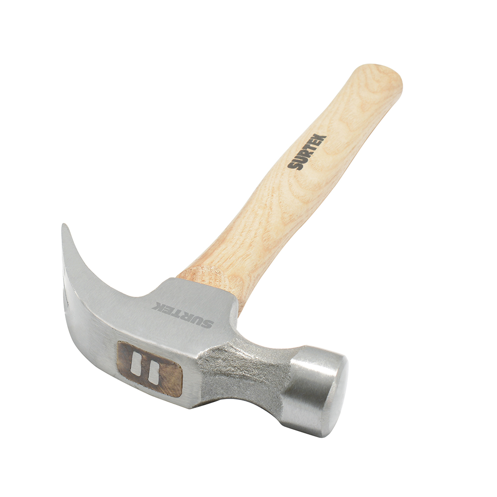 Martillo de uña curva con mango de madera 13", 20 oz