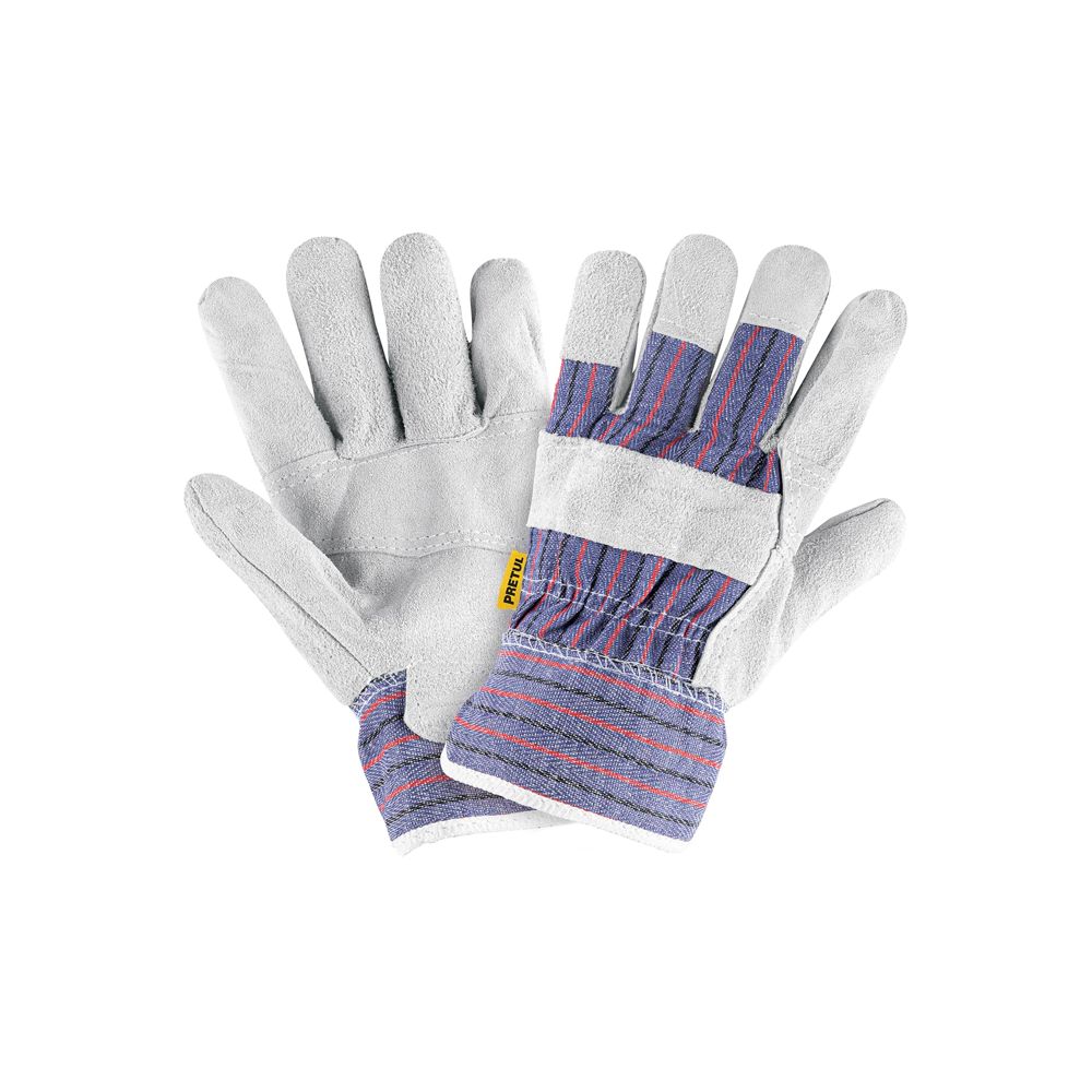 Guantes de carnaza y loneta, unitalla, PRETUL