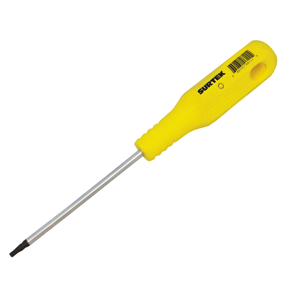 Destornillador con mango amarillo, punta Torx barra redonda T25 x 4"