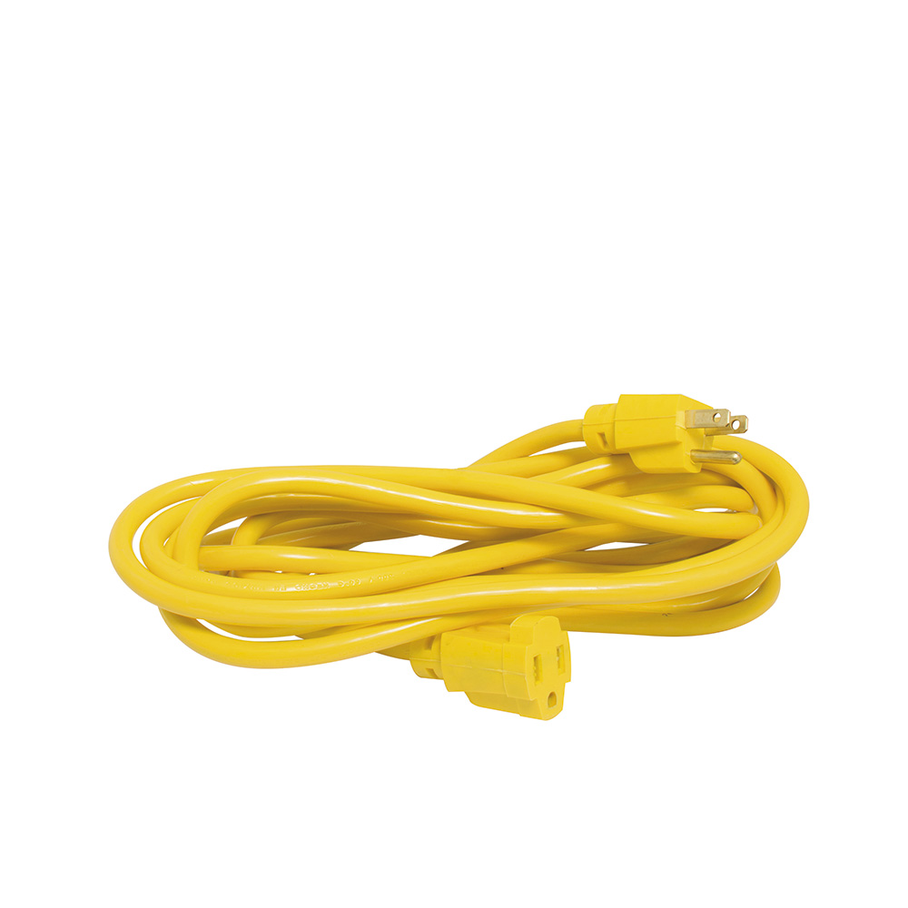 Extensión eléctrica uso rudo aterrizada color amarillo, 10 m