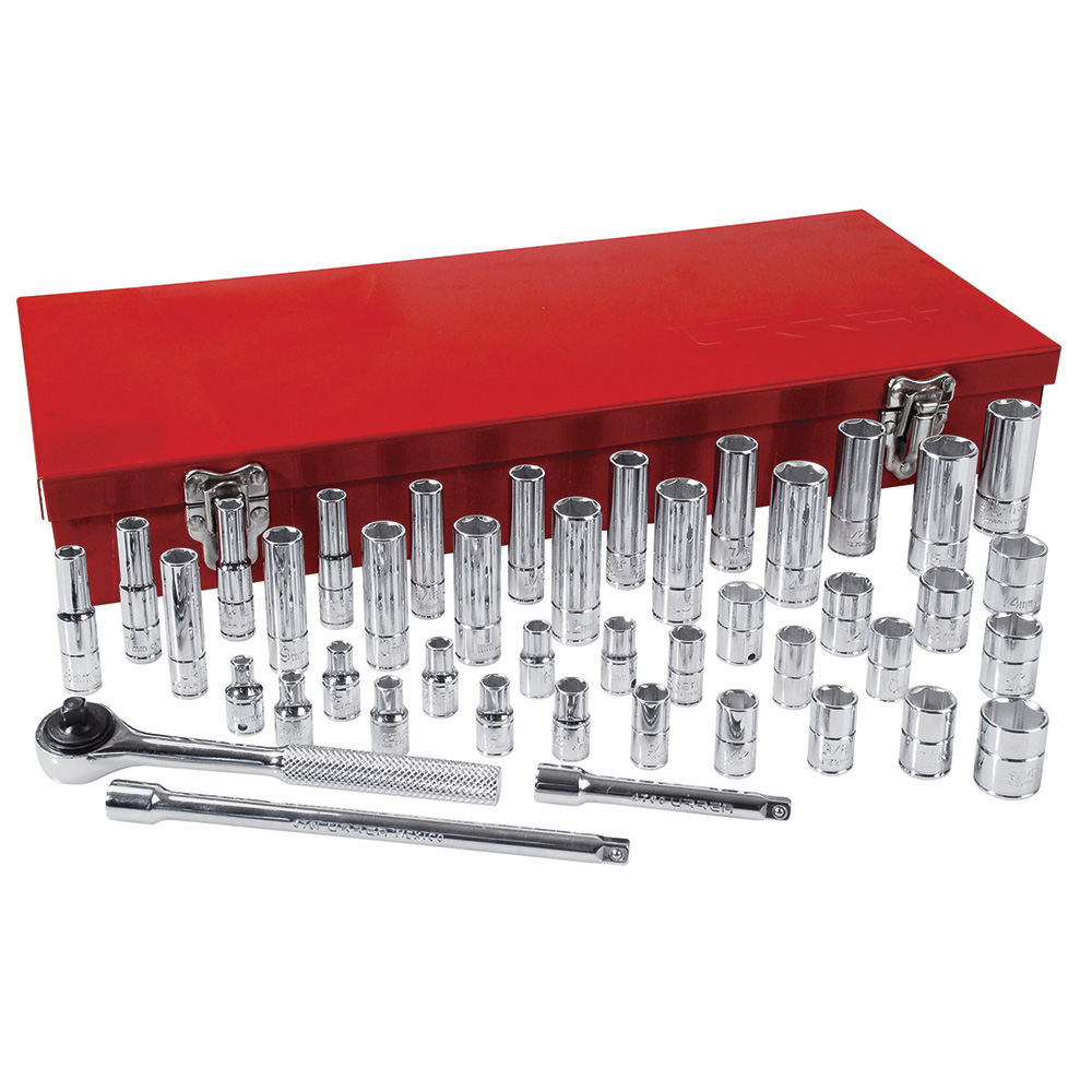 Juego de dados y accesorios cuadro de 1/4" combinado, 44 piezas
