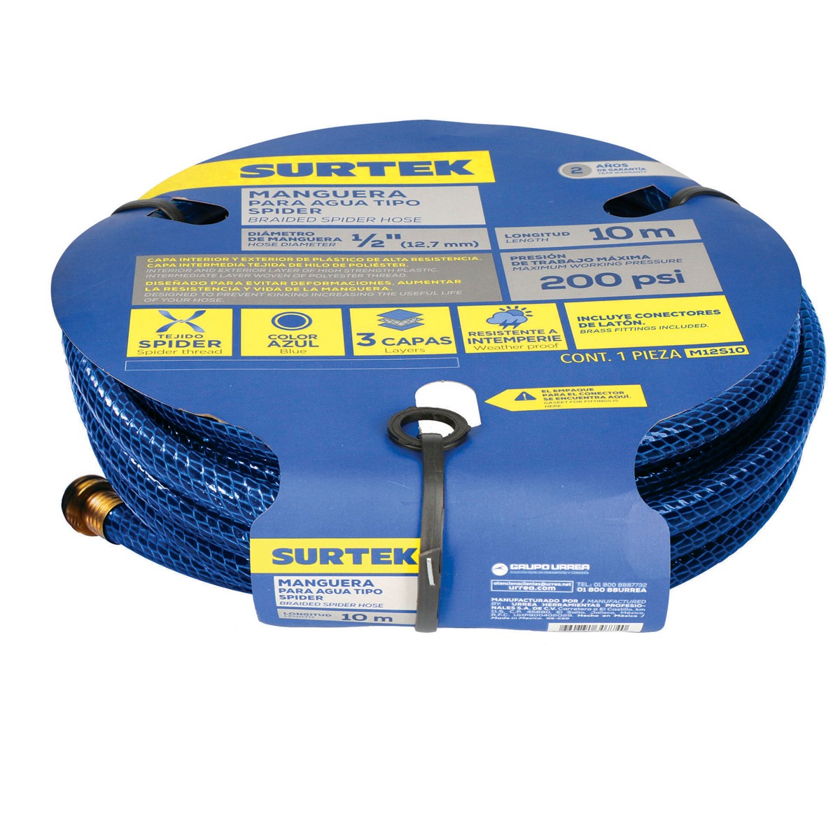 Manguera para jardín tejido spider con conector metálico 1/2", 25 m