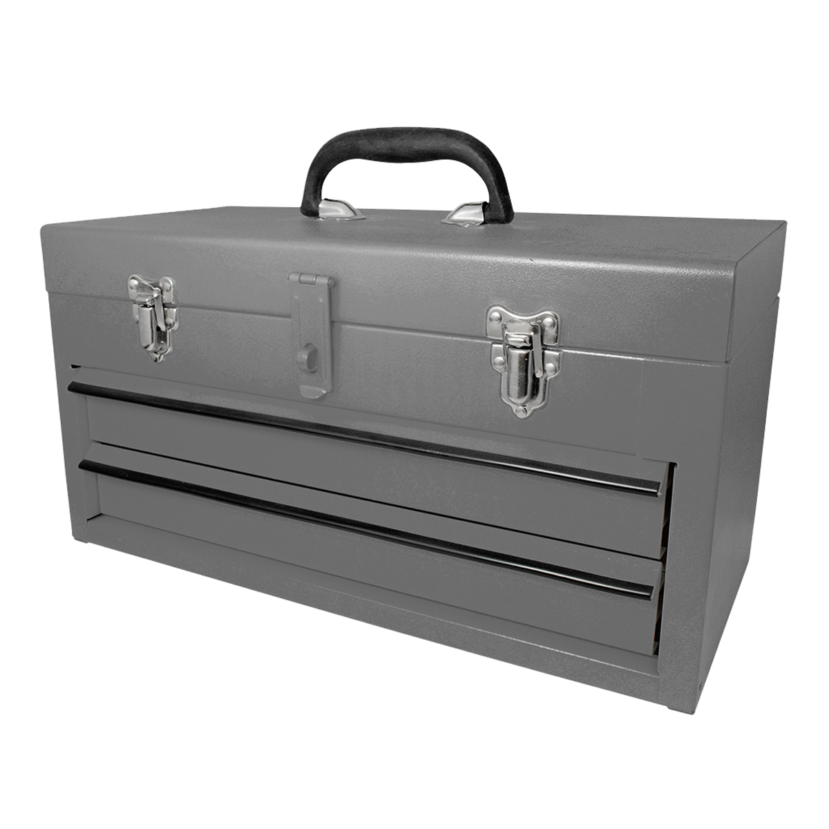 Caja portaherramientas metálica color gris con 2 gavetas 18" x 9" x 11"