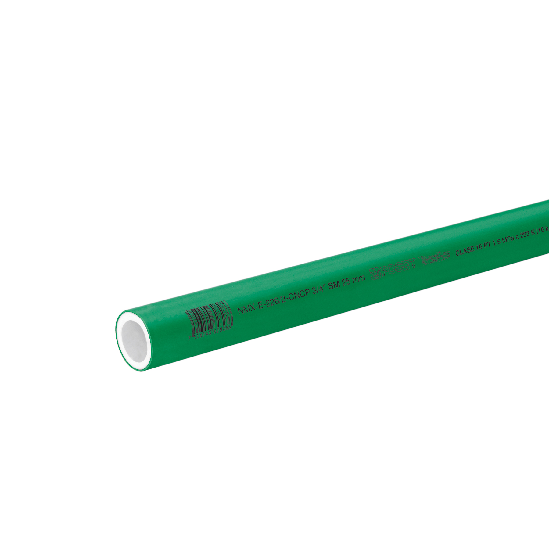 Tubo de 25mm (3/4') PPR hidráulico, 4m, 0.9kg, FOSET