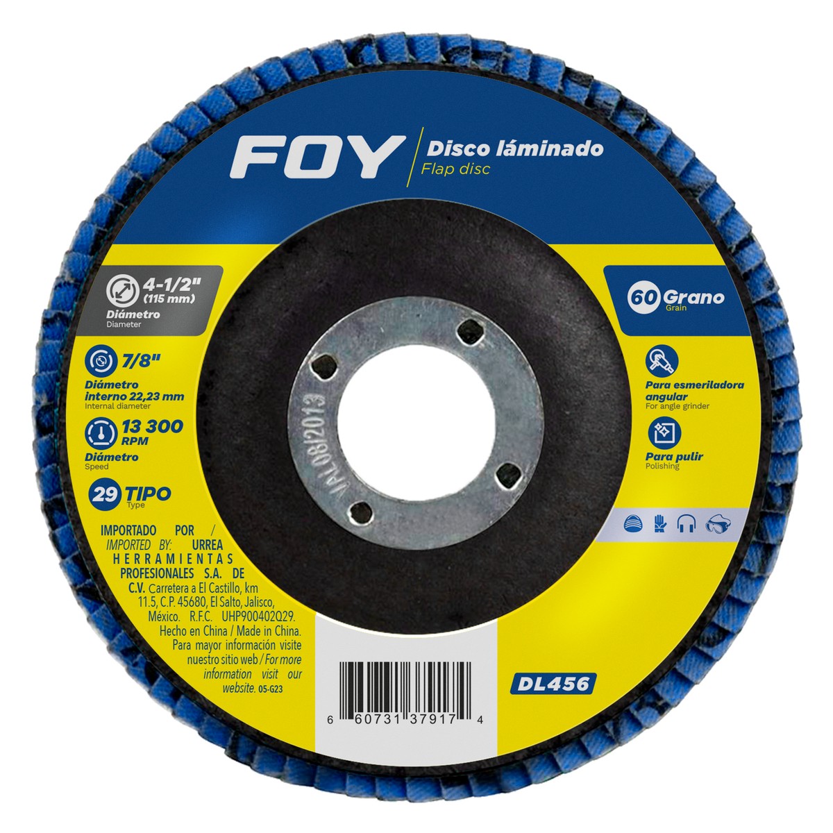 Disco laminado tipo 29 grano 60, 4-1/2"