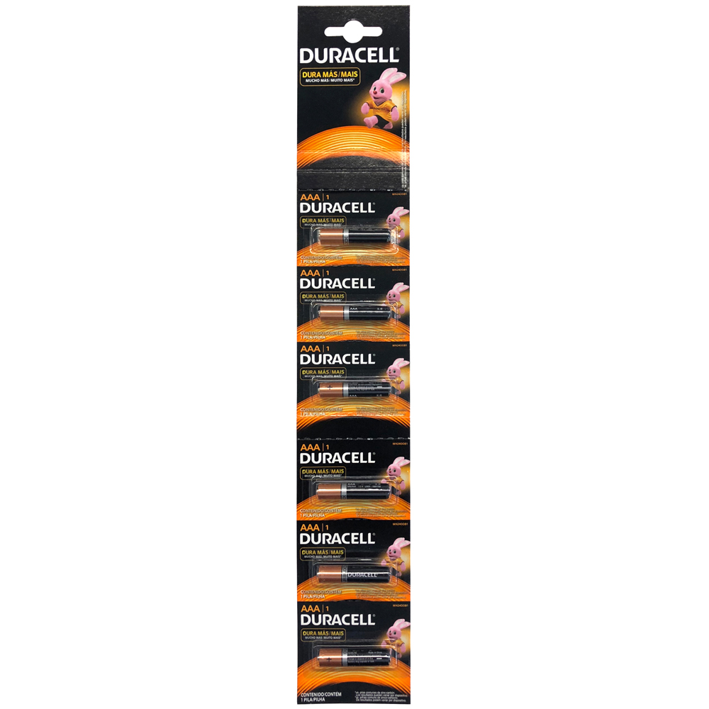 Tira de pilas alcalinas Duracell "AAA", 6 piezas
