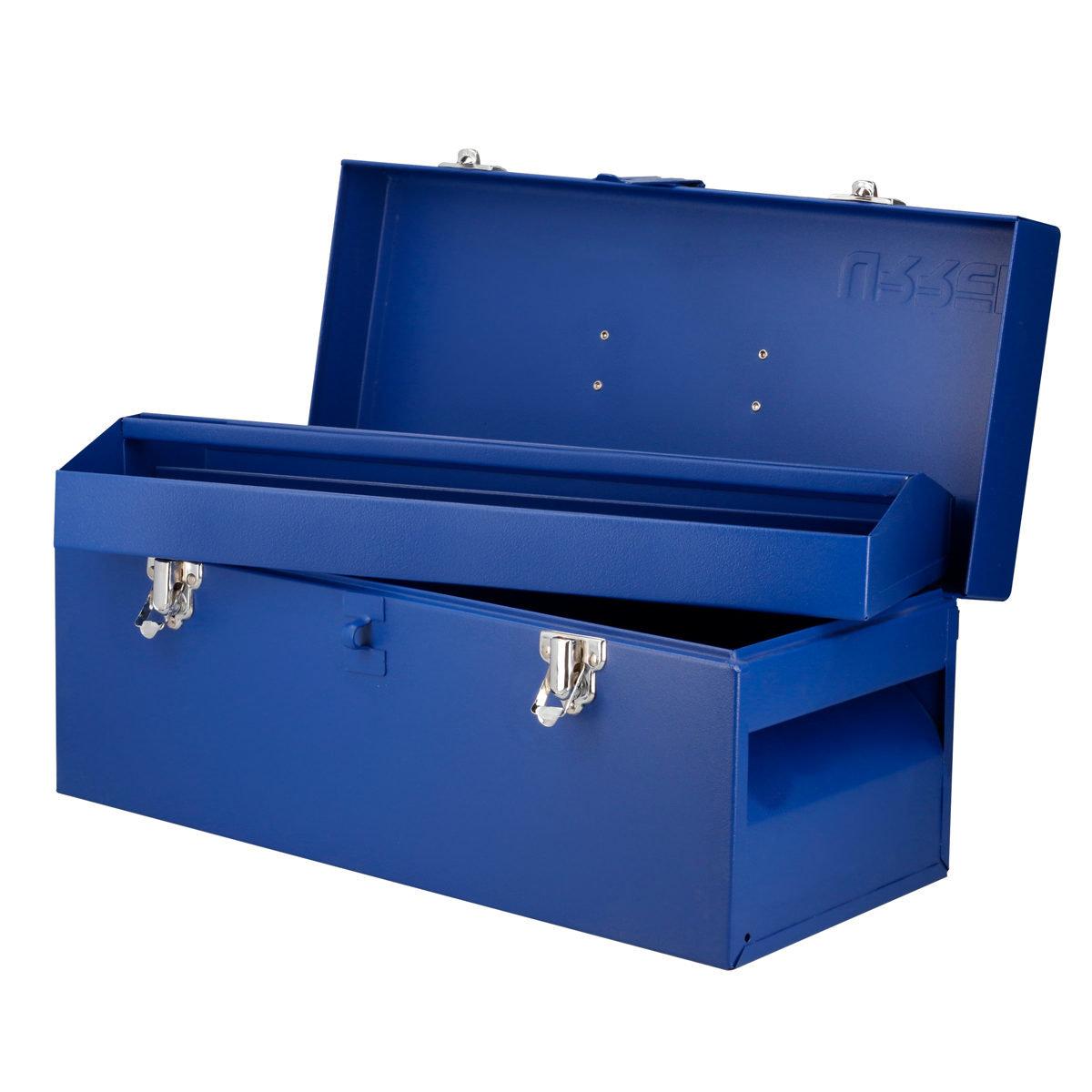 Caja portaherramientas métalica con asa plástica color azul 17" x 7" x 7"