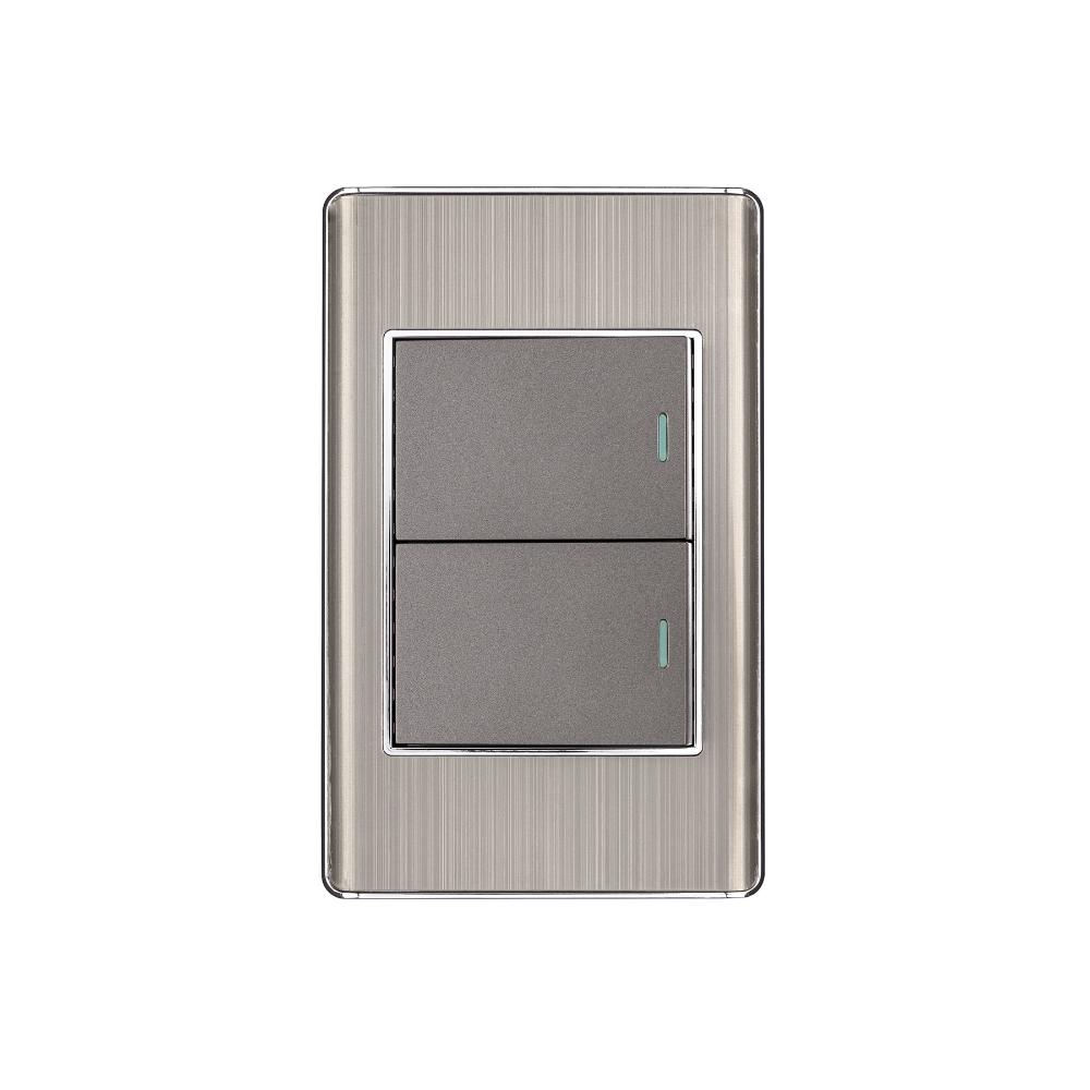 Placa armada acero inox 2 interruptores 1.5 módulos, Lisboa
