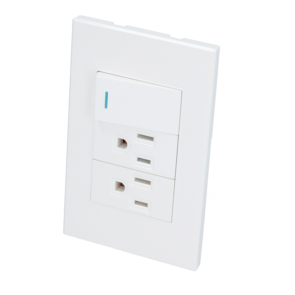 Placa 1 Interruptor 2 contactos 1/3, línea Premium, color blanco