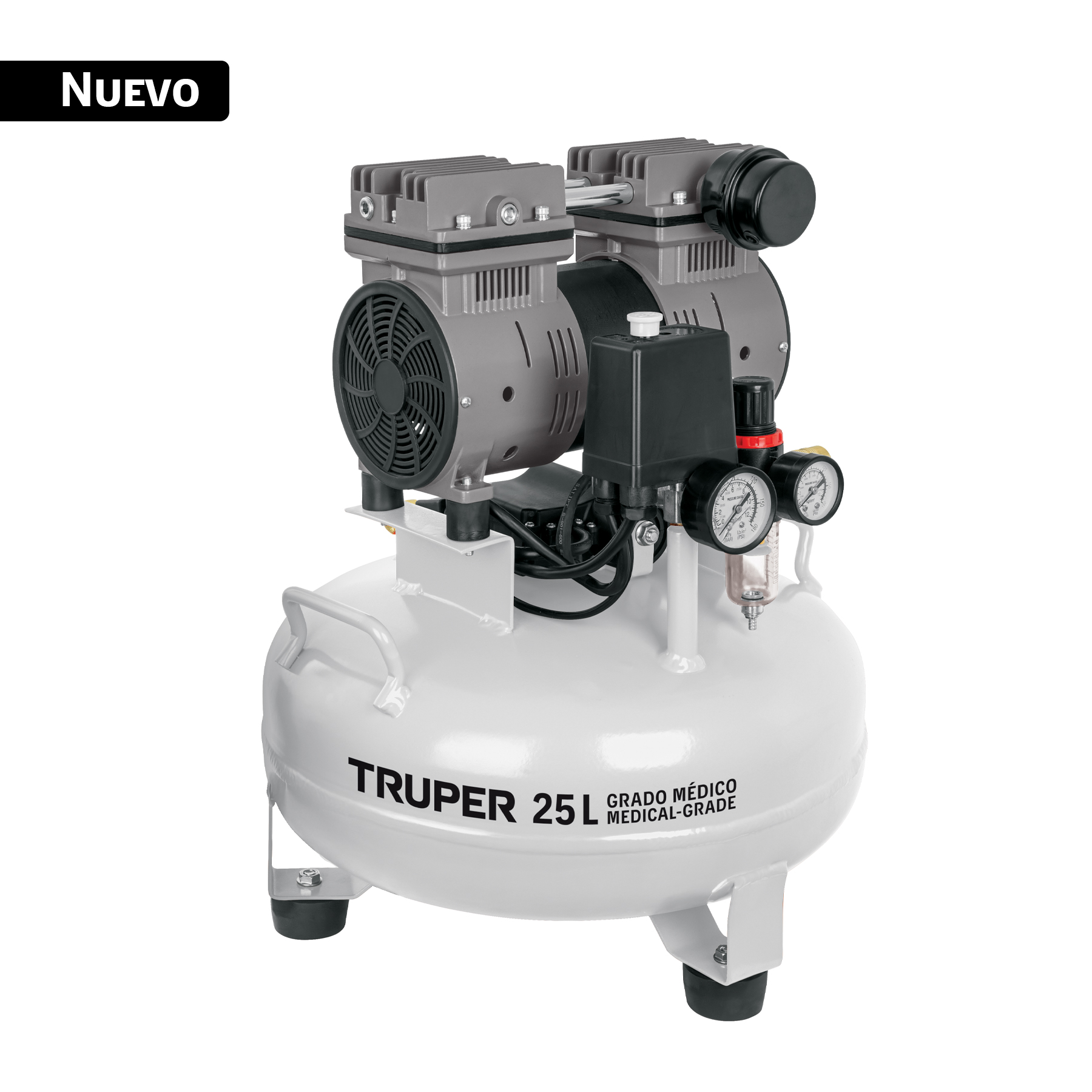 Compresor de aire, silencioso, grado médico,25L, 1HP, TRUPER