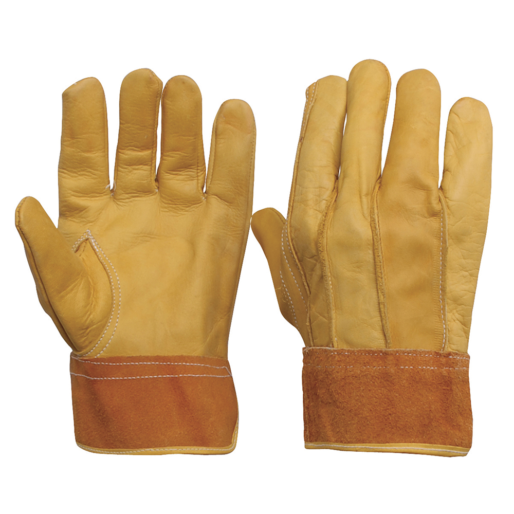 Guantes de piel de vacuno tipo operador con puño de carnaza unitalla