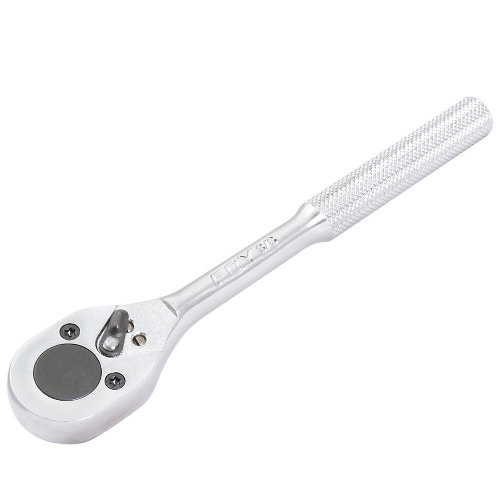 Matraca reversible cromada, para dado cuadro de 3/8"
