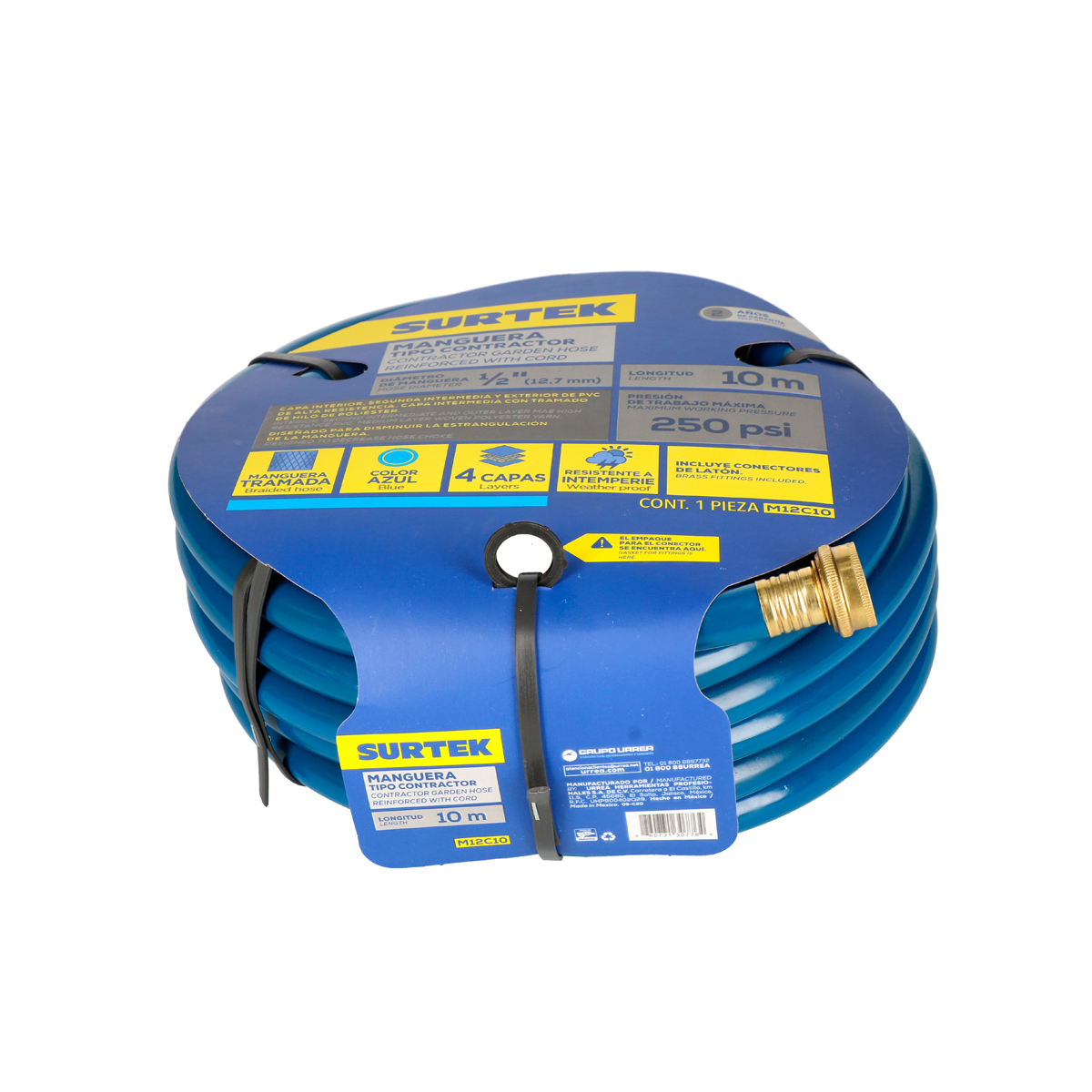 Manguera para jardín contractor con conector metálico 1/2", 20 m