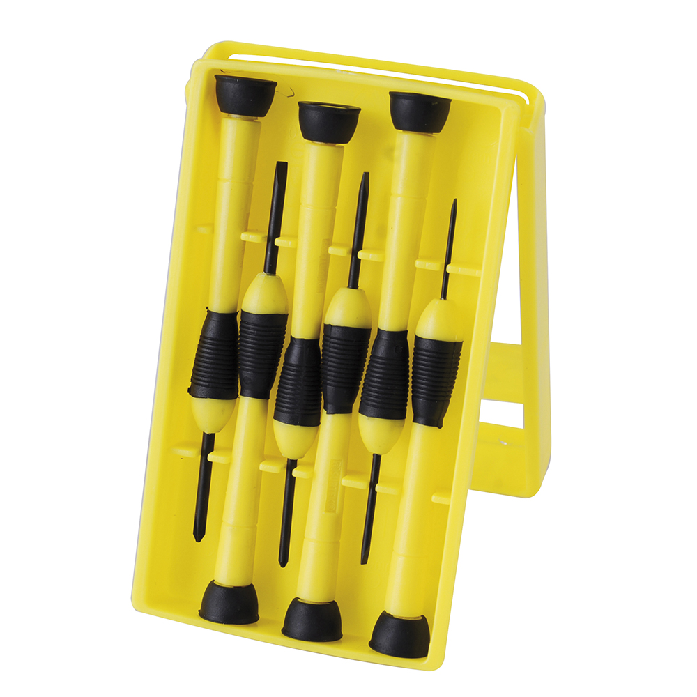 Juego de destornilladores de precisión para joyero combinados, 6 piezas en caja plástica