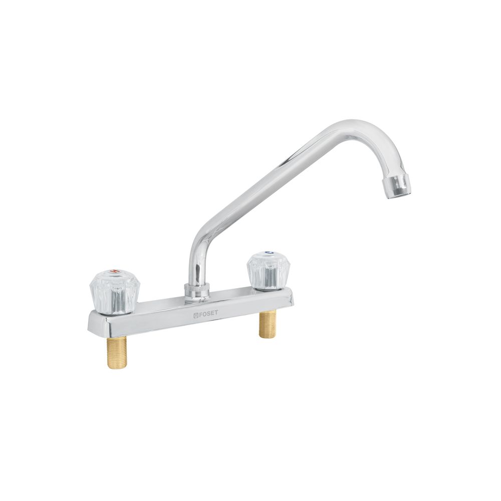Mezcladora 8' fregadero cromo, cuello largo, acrílico, BASIC