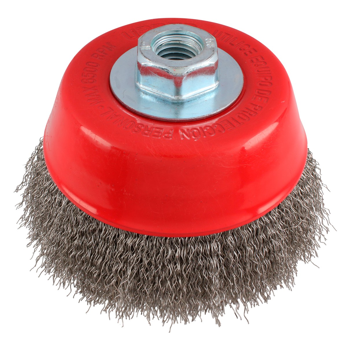 Carda copa ondulada alambre delgado 5" x 0.30 mm con rosca M14