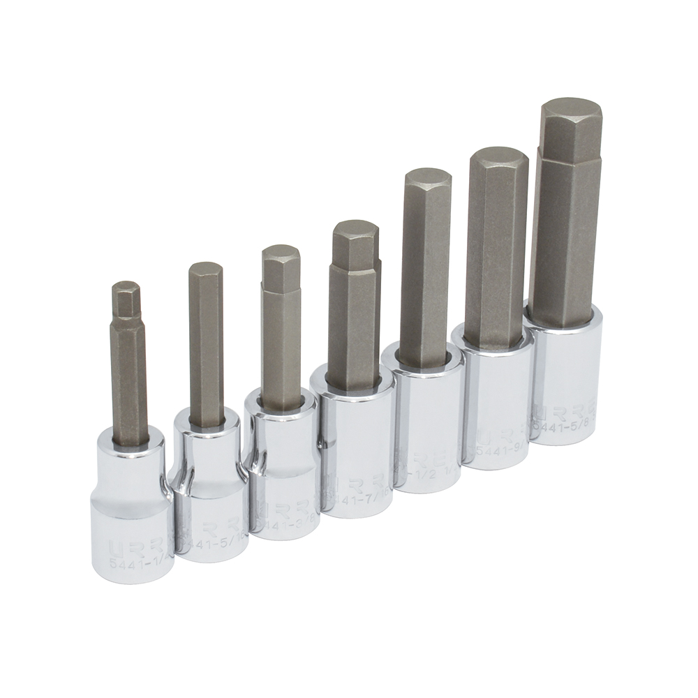 Juego de dados con punta hexagonal cuadro de 1/2", en pulgadas, 7 piezas