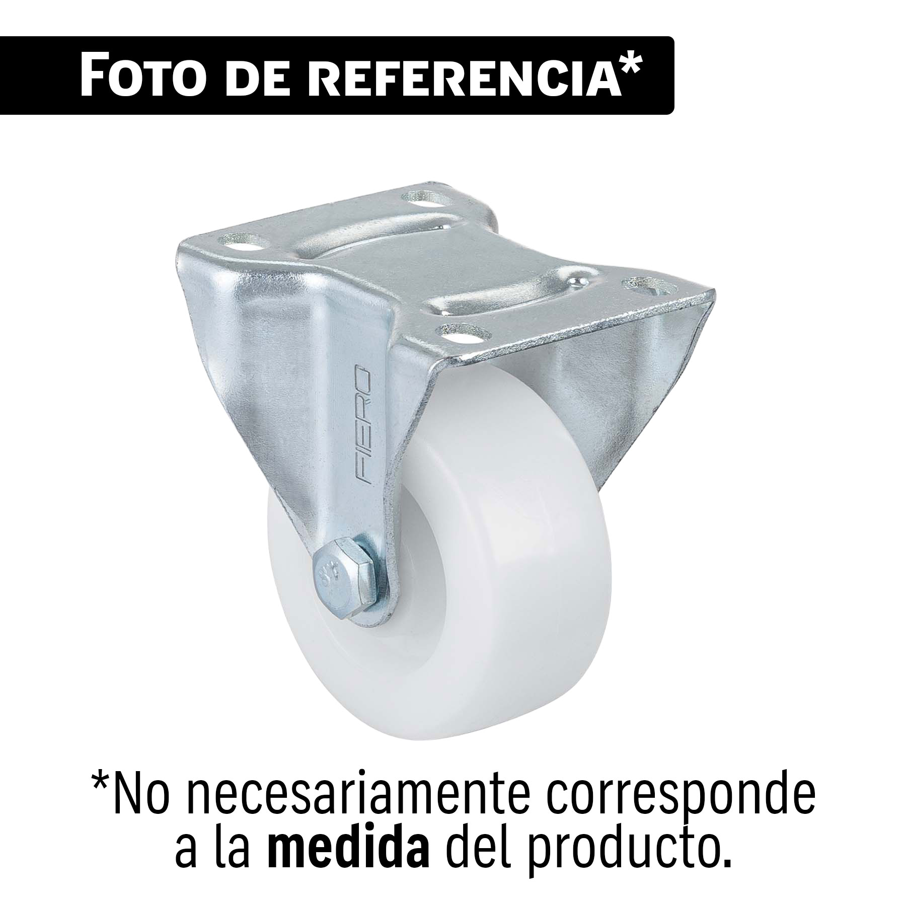 Rodaja de polietileno 2 1/2' placa fija, con buje, FIERO