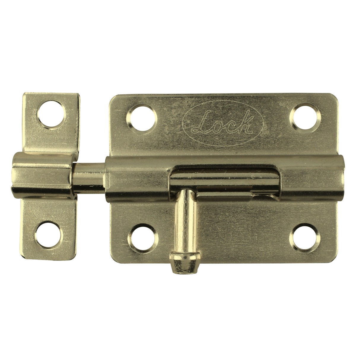 Pasador de sobreponer tipo barril acabado latón brillante, 8 cm