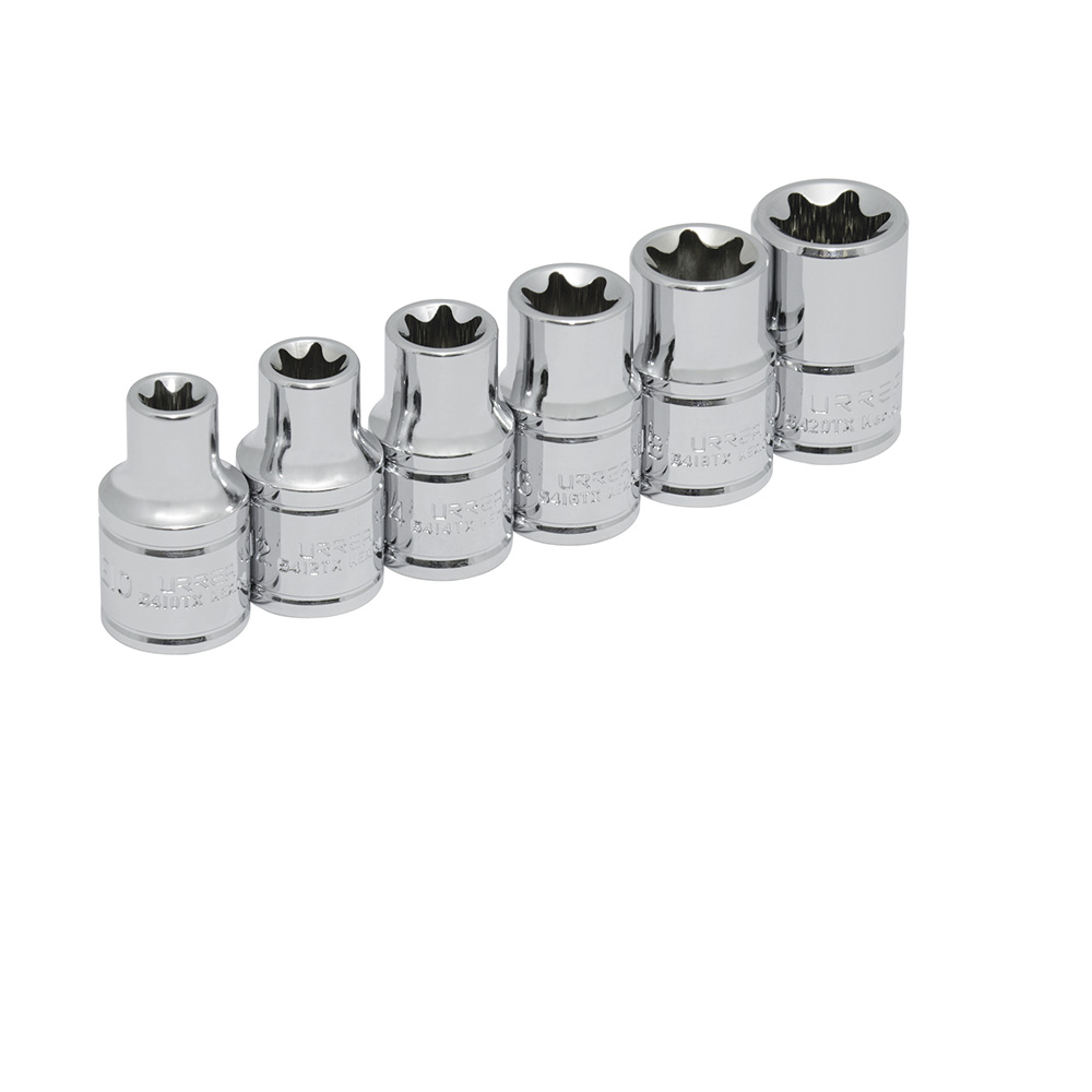 Juego de dados torx hembra cuadro de 1/2", 6 piezas
