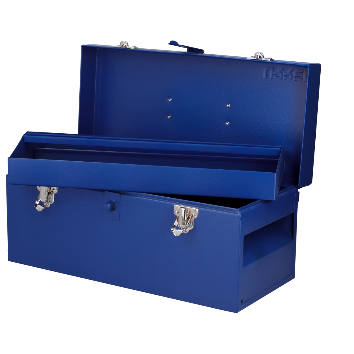Caja portaherramientas métalica con asa plástica color azul 16" x 7" x 7"