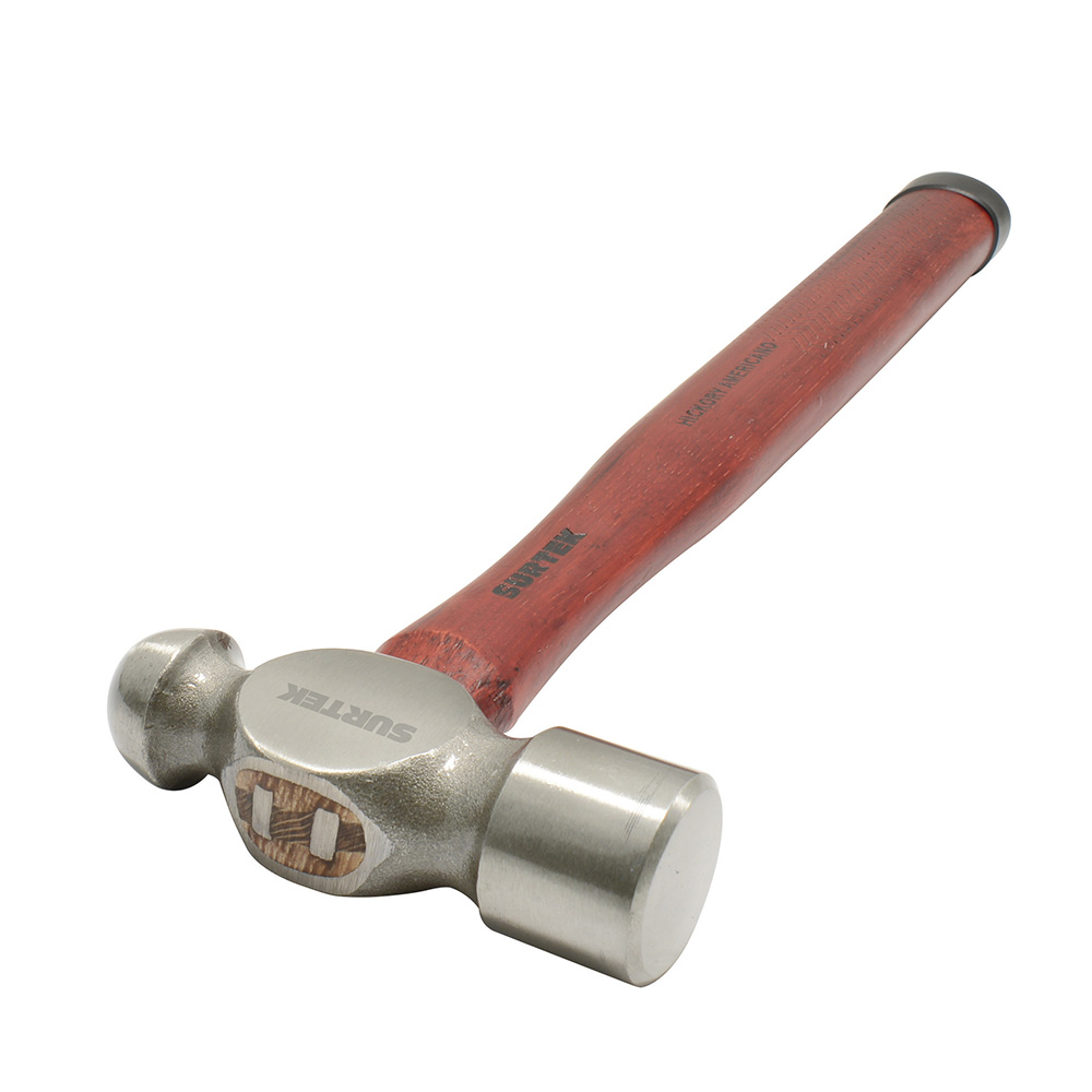 Martillo de bola pulido con mango de madera de 12", 12 oz